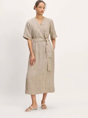 Everlave linen Tan Wrap Dress